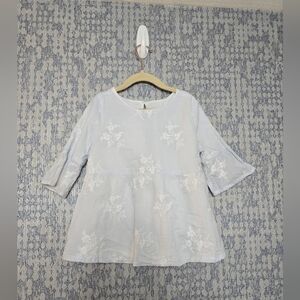 Janie and Jack Floral Embroidered Jaquard Top In White Girls 8 Cotton EUC